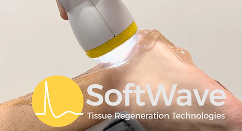 SoftWave treatment applicator applied to a foot