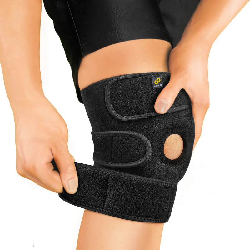 Bracoo Open-Patella Knee Support — wrap fitted around knee